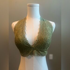 NWOT Lacy Green Halter Bralette
